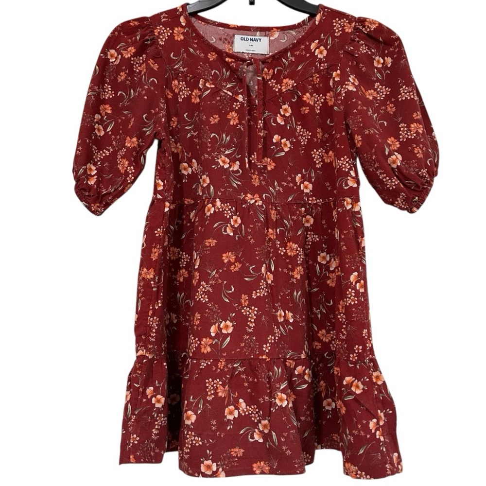 Girls Old Navy Ruffled Floral Sundress Size M (8) Short Sleeves-Flowy-Fall-Autum